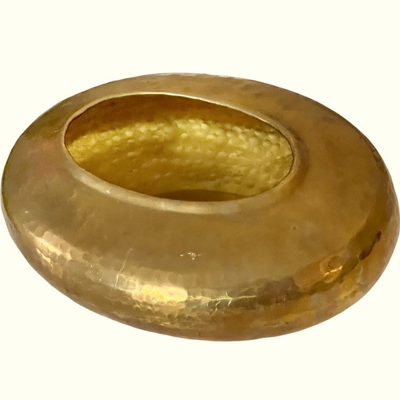 Vintage brass vase/planter/bowl. Oval. Gorgeous aged patina. MID CENTURY!